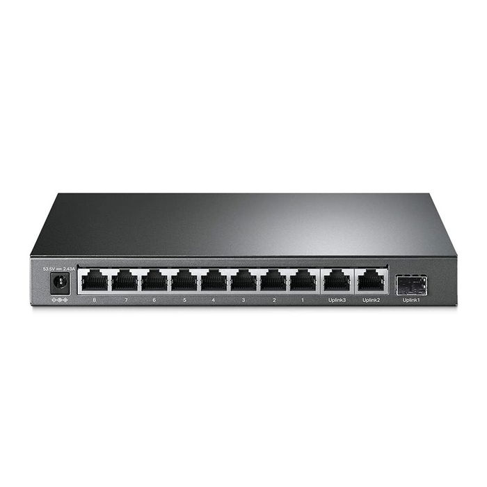TP-Link Switch de Red 10 Puertos Gigabit TL-SG1210MP con 8 Puertos PoE+, Montaje en Rack, Gestión Inteligente, Negro