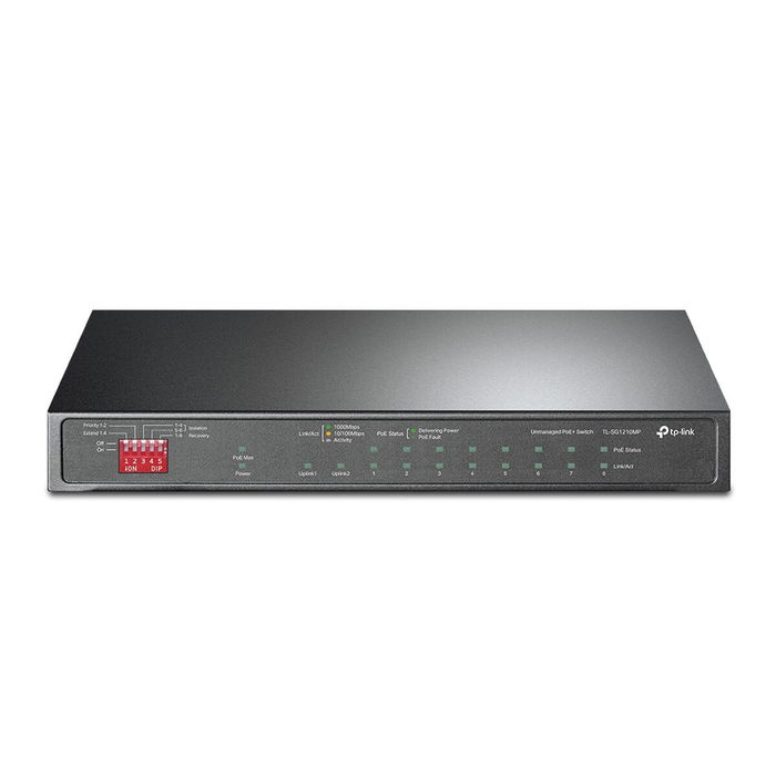 TP-Link Switch de Red 10 Puertos Gigabit TL-SG1210MP con 8 Puertos PoE+, Montaje en Rack, Gestión Inteligente, Negro