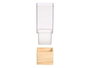 GIFTDECOR Jarrón Acrílico Cuadrado Base Madera 12x12x30cm