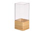 GIFTDECOR Jarrón Acrílico Cuadrado Base Madera 12x12x30cm
