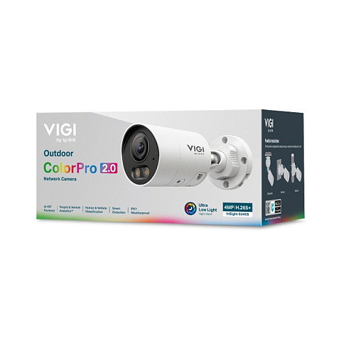 TP-Link InSight S345S Cámara de Seguridad IP Bullet Exterior 4MP 4mm ColorPro con Visión Nocturna IP67, Montaje Techo/Pared/Poste, Blanco