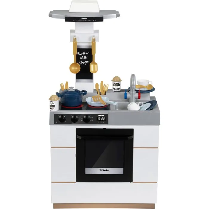 Klein Isla de Cocina Miele 9078 - Juguete de Rol para Niños a Partir de 3 Años con 20 Accesorios, Salero, Pimentero y Doble Cara - KLE4009847090782