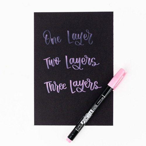 Tombow WS-BS-6P Estuche 6 Rotuladores Base de Agua Fudenosuke para Papel Oscuro Colores Pastel Punta de Pincel