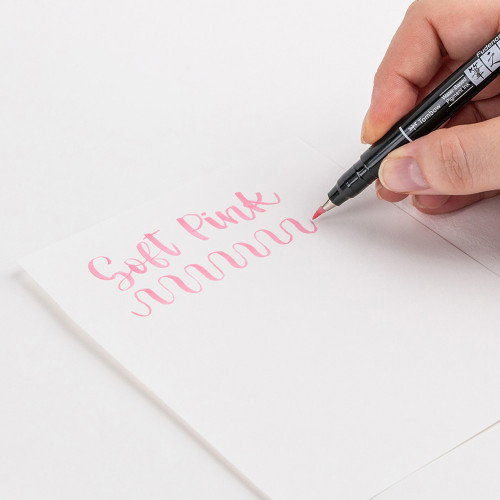 Tombow WS-BS-6P Estuche 6 Rotuladores Base de Agua Fudenosuke para Papel Oscuro Colores Pastel Punta de Pincel