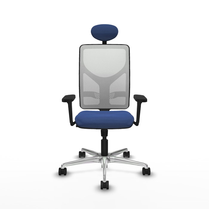PIQUERAS Y CRESPO Silla de oficina Motilla con mecanismo Sincro, Azul marino y Blanco