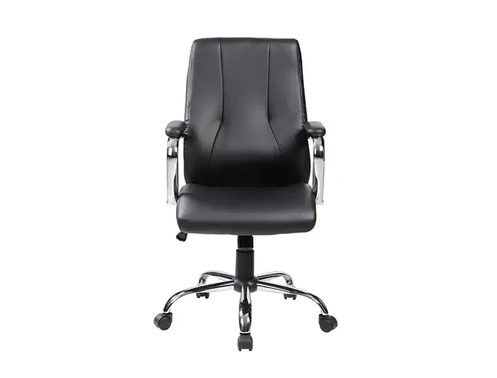 Rocada Silla de Oficina Direccion Simil Piel Negra Base Metalica Cromada Giratoria Ergonomica 360 Ajustable