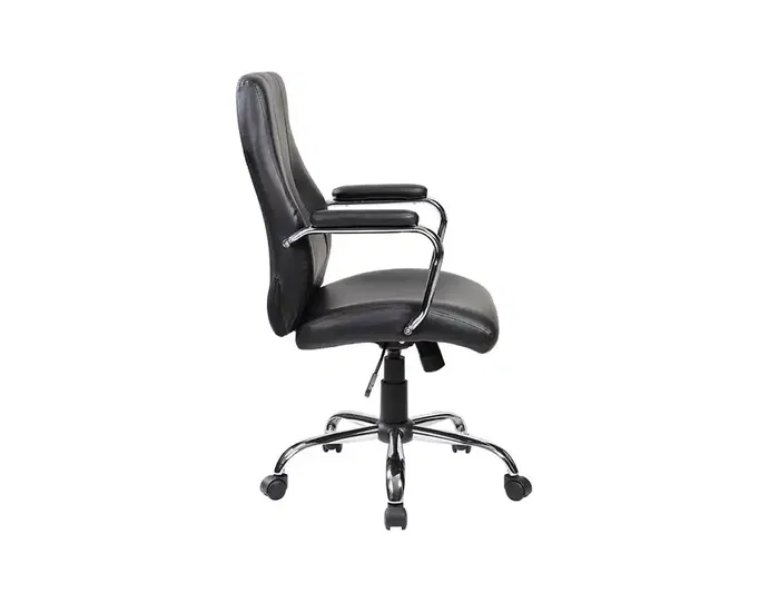 Rocada Silla de Oficina Direccion Simil Piel Negra Base Metalica Cromada Giratoria Ergonomica 360 Ajustable