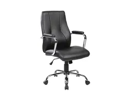 Rocada Silla de Oficina Direccion Simil Piel Negra Base Metalica Cromada Giratoria Ergonomica 360 Ajustable