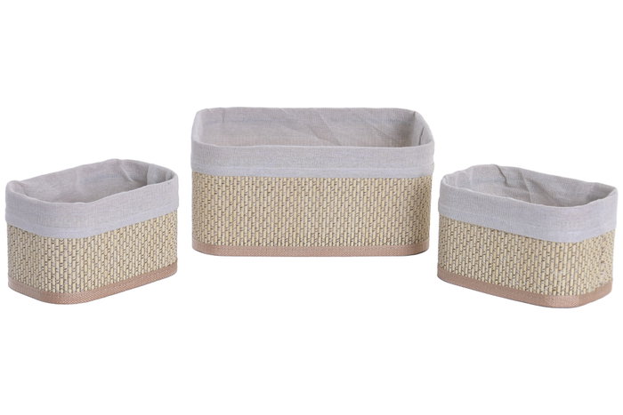 DKD Home Decor Set de 3 Cestas de Bambú Natural 26x19x12 cm