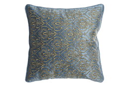 DKD Home Decor Cojín Neoclásico Azul Dorado Terciopelo Poliéster 10 x 45 x 45 cm