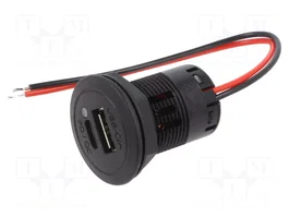 PRO CAR Alimentador USB con puertos USB A y USB C, negro