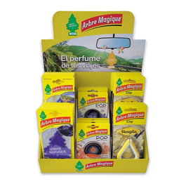 Arbre Magique Expositor Sobremesa Ambientadores Coche 44uds Sport Vainilla Lavanda Pino Pop Ocean Exotic Coche Nuevo Clip