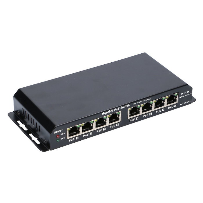 Extralink KRATOS Gigabit PoE Switch 8 puertos, 7 puertos PoE, 60W, Negro