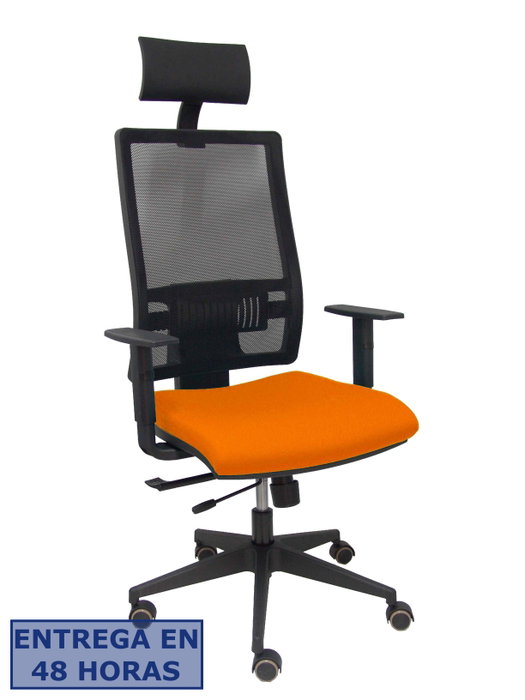 PIQUERAS Y CRESPO Silla Horna con Mecanismo Sincro/Traslack, Tela Naranja y Malla Negra PIQUERAS Y CRESPO Silla Horna con Mecanismo Sincro/Traslack, Tela Naranja y Malla Negra