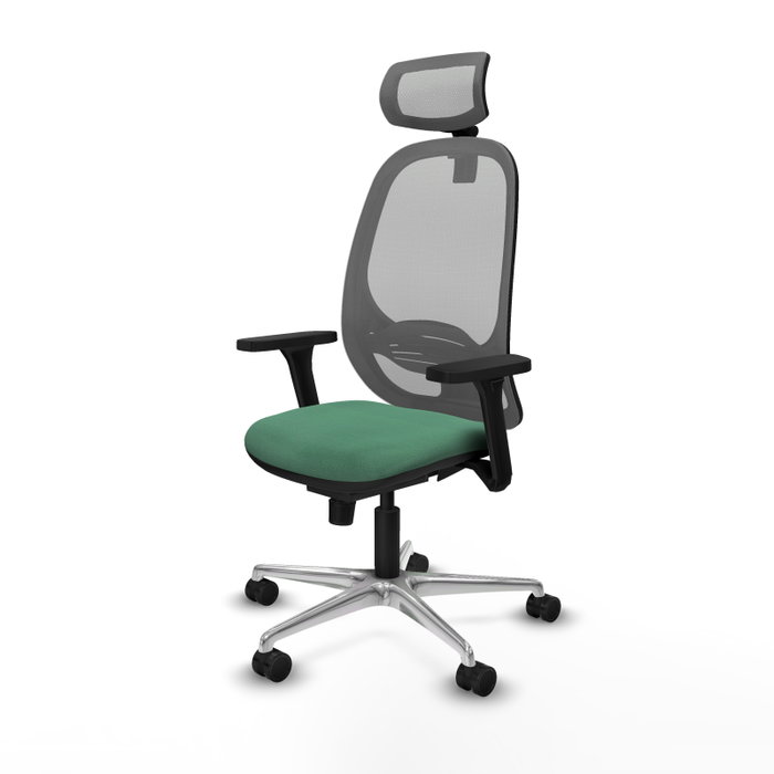 PIQUERAS Y CRESPO Silla de oficina Cilanco con mecanismo Sincro, Verde esmeralda y Gris