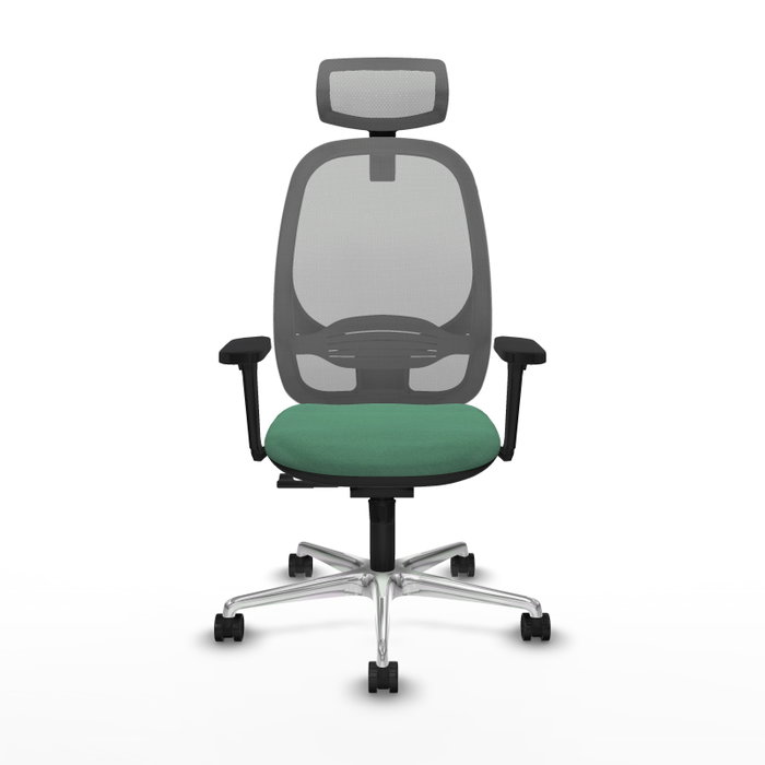 PIQUERAS Y CRESPO Silla de oficina Cilanco con mecanismo Sincro, Verde esmeralda y Gris