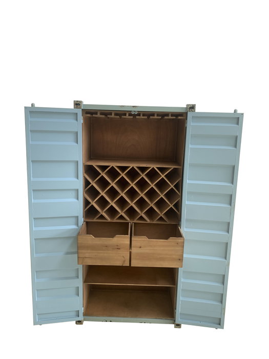 DKD Home Decor Botellero Vintage Azul Celeste Metal y MDF 41 x 157.5 x 76.5 cm