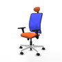 PIQUERAS Y CRESPO Silla de oficina Motilla con mecanismo Sincro, Azul y Naranja