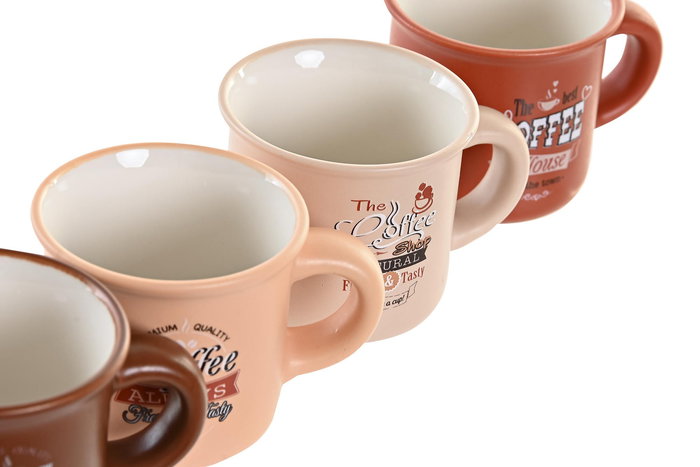 DKD Home Decor Mug Loft Beige Marron Porcelana 12 Unidades 5.7 x 5 x 7.5 cm