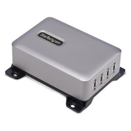StarTech.com 424DUK-USB-C-CHARGER Cargador USB-C de 4 Puertos 240W con Tecnología GaN, Power Delivery 3.1, Hasta 140W por Puerto, Cable AC de 1.8m, Color Gris