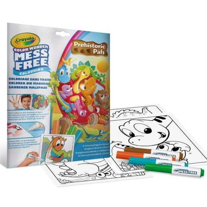Crayola Color Wonder Set Amigos prehistóricos Libro + 4 rotuladores mayores de 3 años