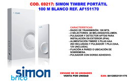 SIMON Timbre Portátil 100 m Blanco AF151170