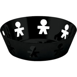 Alessi AKK03 B Cesto Redondo Girotondo Acero y Resina Negro 18cm