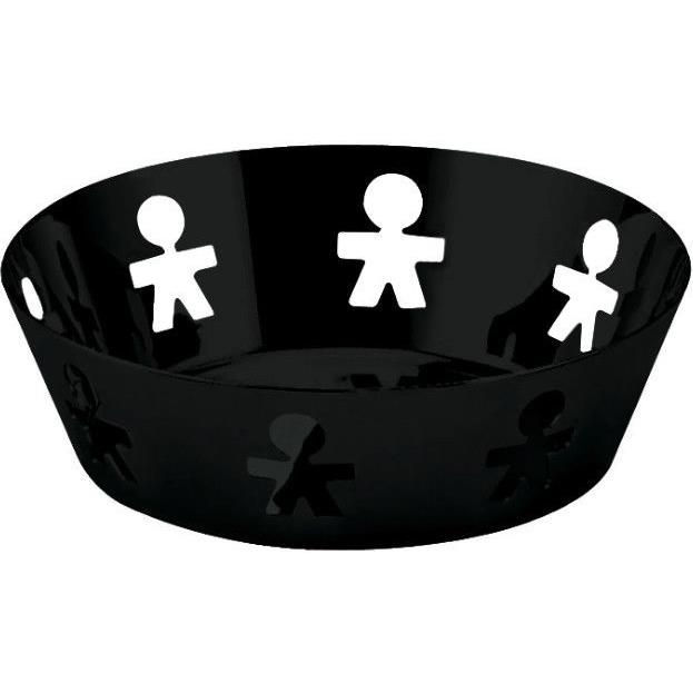 Alessi AKK03 B Cesto Redondo Girotondo Acero y Resina Negro 18cm Alessi AKK03 B Cesto Redondo Girotondo Acero y Resina Negro 18cm