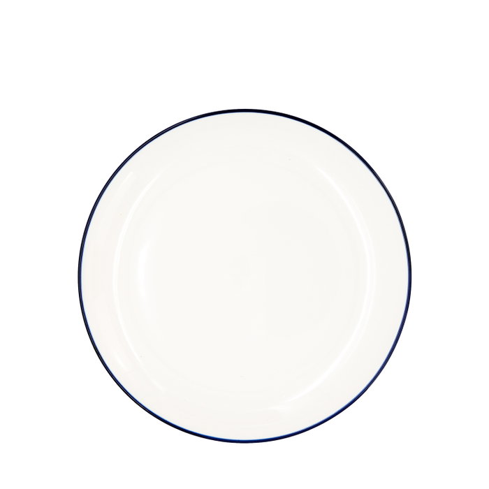 Summa Set de 6 Platos Llanos Coupe de Porcelana, 23 cm, Marfil y Azul