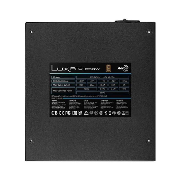 Aerocool Fuente Alimentacion LUXPRO850 850W 80 PLUS Bronze ATX Semimondular Negra