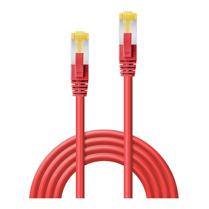 LINDY 47294 Cable de Red Cat7 S/FTP LSZH Rohkabel, Doble Blindaje, Conectores RJ-45, Color Rojo, 2.00 Metros
