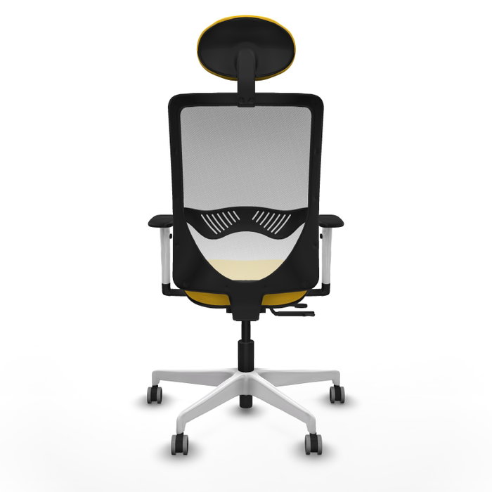 PIQUERAS Y CRESPO Silla de oficina Zulema con mecanismo Sincro/Traslack, Amarillo y Blanco