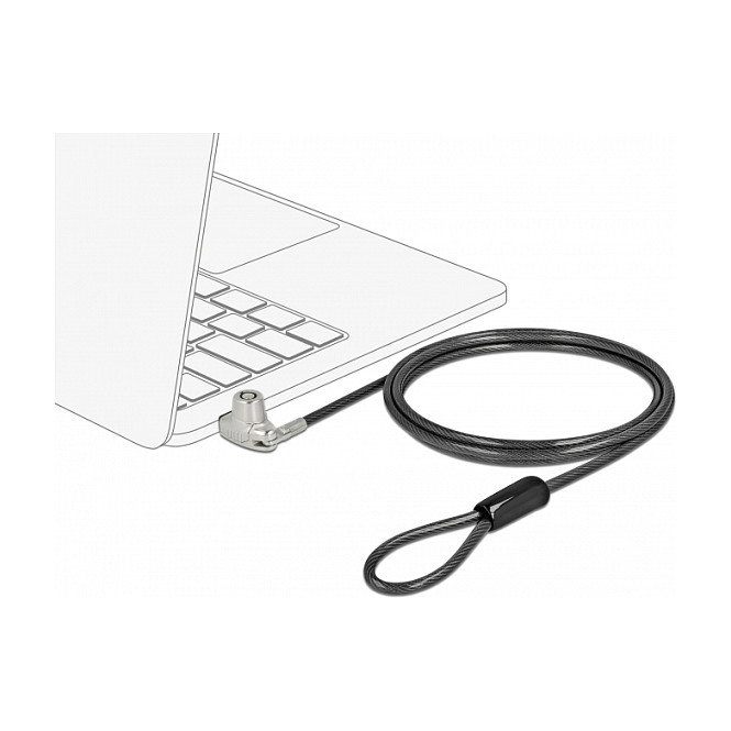 DeLOCK Cable de Seguridad para Laptop con Bloqueo de Llave, Acero al Carbono 1.5 m, Compatible con Ranura HP Nano, Incluye 2 Llaves, Negro/Plata