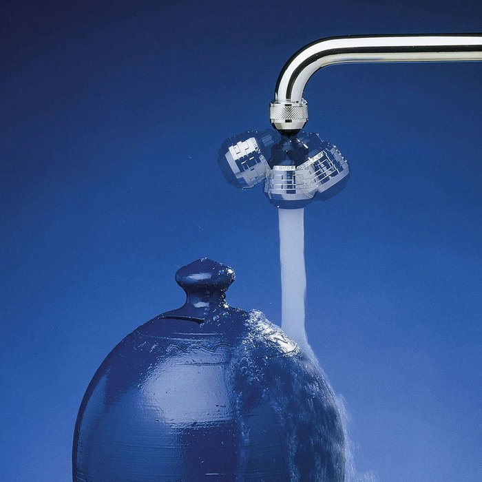 Siroflex Blue Line - Atomizador para Grifo de Doble Función, Cromado-Blanco, 360° Orientable, Chorro y Ducha, Ahorro de Agua
