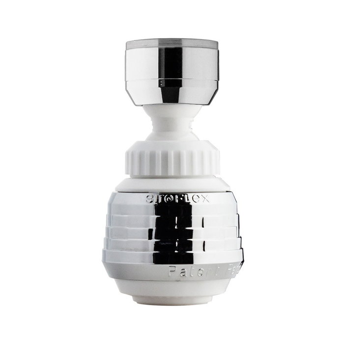 Siroflex Blue Line - Atomizador para Grifo de Doble Función, Cromado-Blanco, 360° Orientable, Chorro y Ducha, Ahorro de Agua