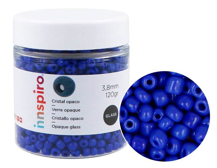 Innspiro Rocalla de Vidrio Redonda Azul Marino Opaco 3,8mm 120g Innspiro Rocalla de Vidrio Redonda Azul Marino Opaco 3,8mm 120g