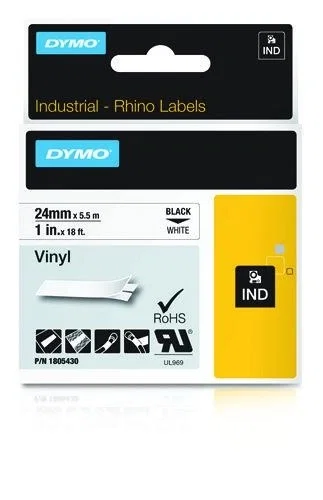DYMO RHINO Cinta ID1-24 Negro/blanco vinilo DYMO RHINO Cinta ID1-24 Negro/blanco vinilo