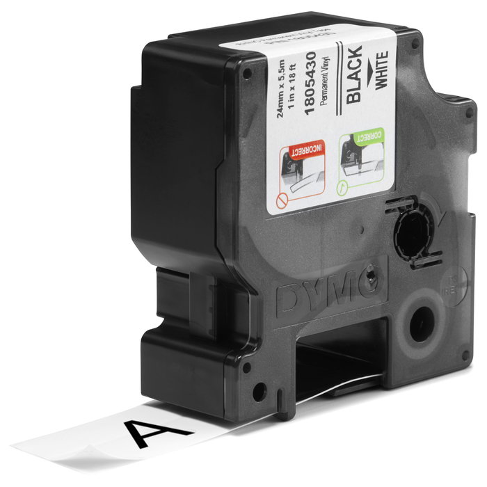 DYMO Rhino Cinta de Vinilo Industrial Negro sobre Blanco 24 mm x 5,5 m DYMO Rhino Cinta de Vinilo Industrial Negro sobre Blanco 24 mm x 5,5 m