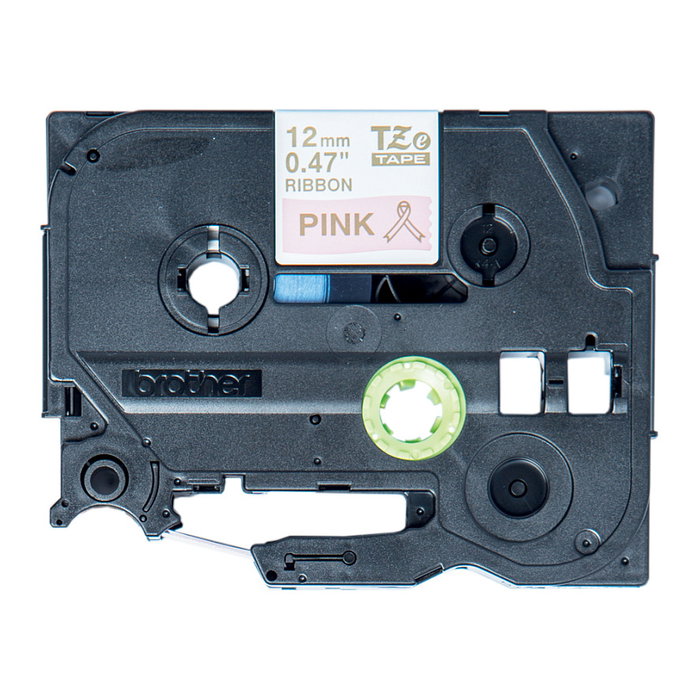 Brother TZe-RE34 Cinta de Etiquetas Textil TZe Transferencia Térmica 12 mm de Ancho x 4 m de Largo, Color Oro sobre Rosa, Compatible con Impresoras Brother