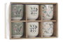 DKD Home Decor Set de 6 Tazas de Porcelana y New Bone Estilo Shabby Rosa Beige 14 x 6.5 x 20.5 cm