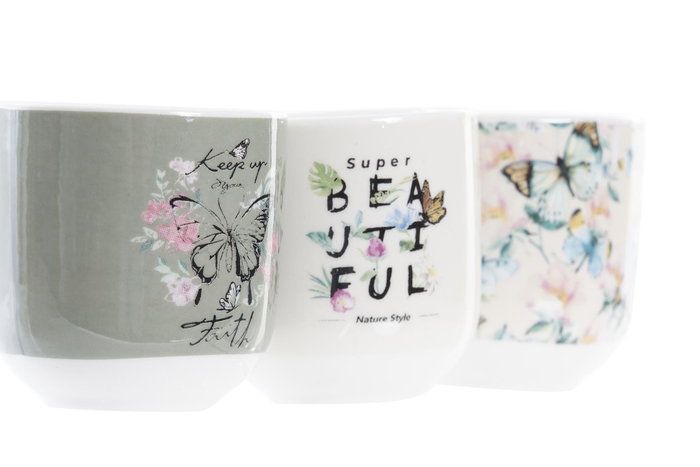 DKD Home Decor Set de 6 Tazas de Porcelana y New Bone Estilo Shabby Rosa Beige 14 x 6.5 x 20.5 cm DKD Home Decor Set de 6 Tazas de Porcelana y New Bone Estilo Shabby Rosa Beige 14 x 6.5 x 20.5 cm