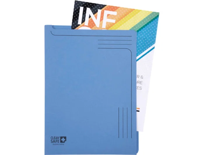 Exacompta Carpeta Dossier Uñero Clean'Safe Antimicrobiano Cartulina 400 gr DIN A4 Azul Paquete de 5 Unidades