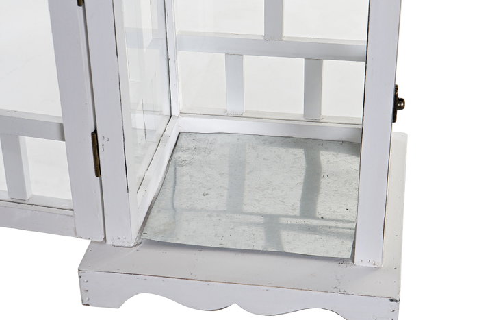 DKD Home Decor Farola Tradicional Blanco Pino y Cristal 22.5 x 47 x 22.5 cm