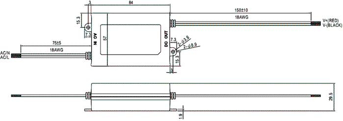 MEAN WELL PCD-25-350B Alimentador LED de Impulso 20,3W