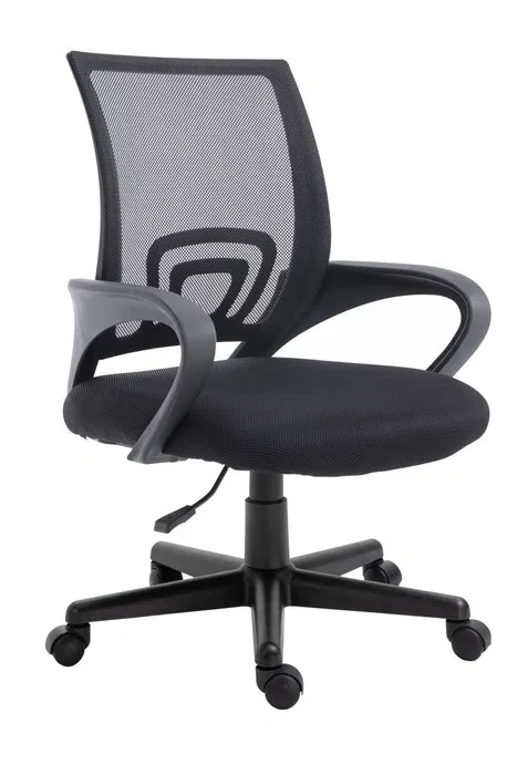 Equip 651003 Silla Ergonómica de Oficina y Ordenador, Respaldo de Malla, Asiento Acolchado, Reposabrazos Rígido, 5 Ruedas, Color Negro