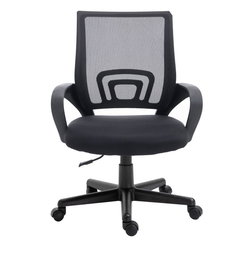 Equip 651003 Silla Ergonómica de Oficina y Ordenador, Respaldo de Malla, Asiento Acolchado, Reposabrazos Rígido, 5 Ruedas, Color Negro