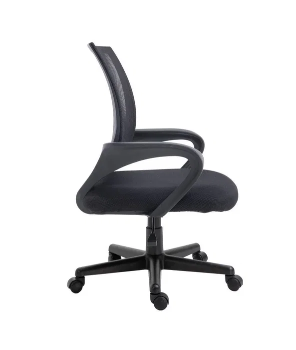 Equip 651003 Silla Ergonómica de Oficina y Ordenador, Respaldo de Malla, Asiento Acolchado, Reposabrazos Rígido, 5 Ruedas, Color Negro