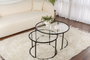 Nordure Juego de Mesas de Café 80, 60 cm Negro y Transparente Vidrio Templado Metal
