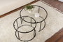 Nordure Juego de Mesas de Café 80, 60 cm Negro y Transparente Vidrio Templado Metal