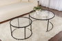 Nordure Juego de Mesas de Café 80, 60 cm Negro y Transparente Vidrio Templado Metal